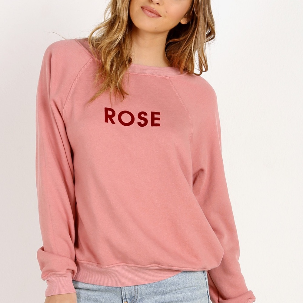 WILDFOX Rose Mulled Crew Jersey Sweatshirt Pullover Sweater Size Small